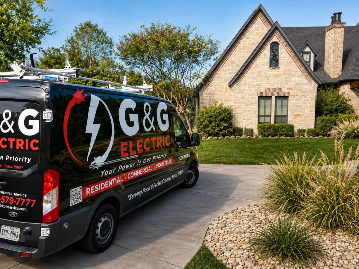 G&G Electric service van parked in a residential driveway