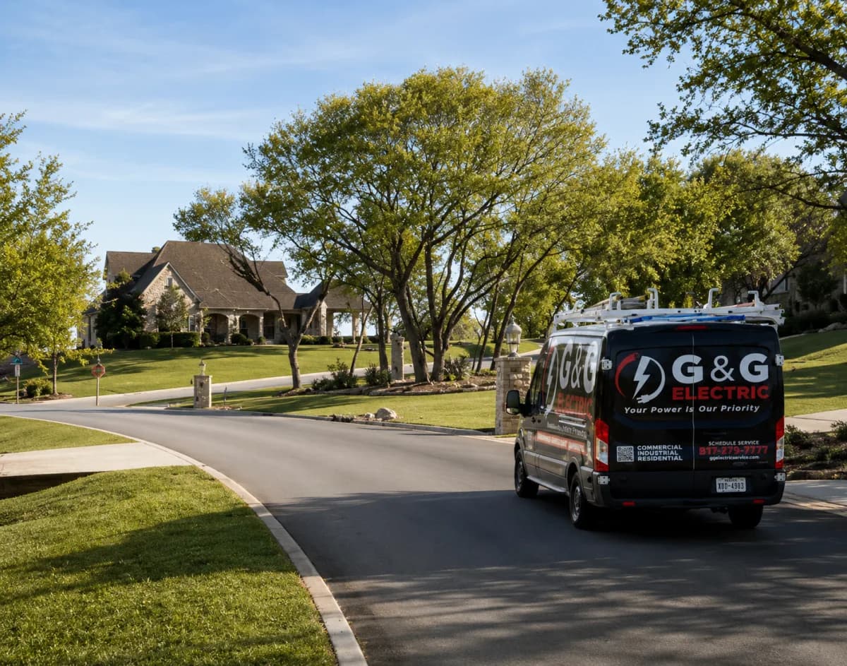 G&G Electric service van in a Granbury neighborhood